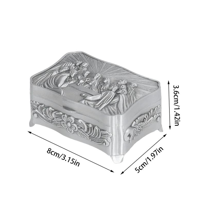 Nieuwe Vintage Metalen Sieradendoos Laatste Avondmaal Sieradenopslag Eucharistisch Doosje Oorbellen Organizer Kleine Kat Oorbelhouder