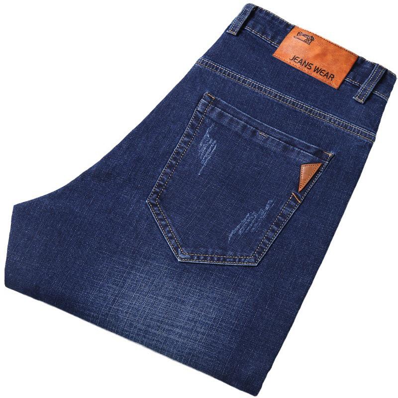 2026 Autumn/Winter Men's Loose Straight Leg Stretch Slim Fit Plus Velvet Jeans