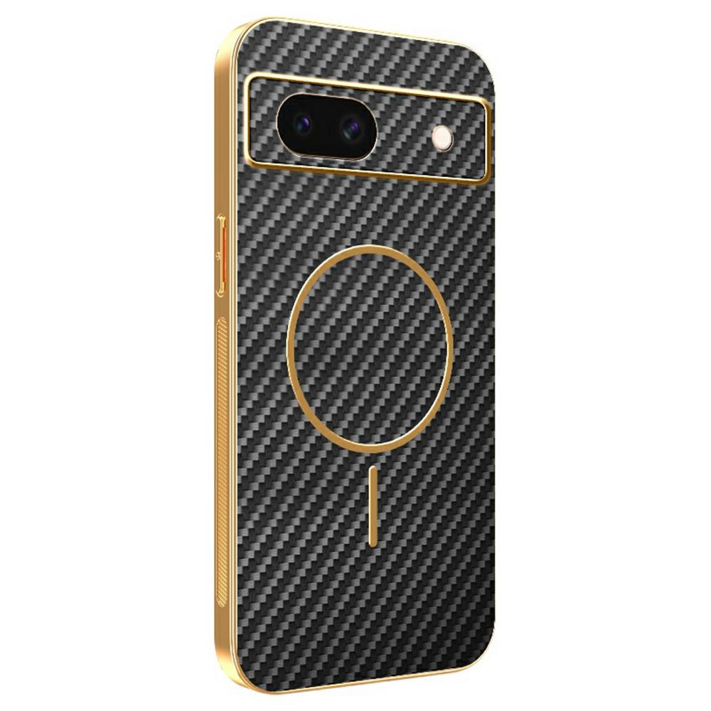 

For Google Pixel 8a Phone Case Carbon Fiber Textured Electroplated TPU Back Cover