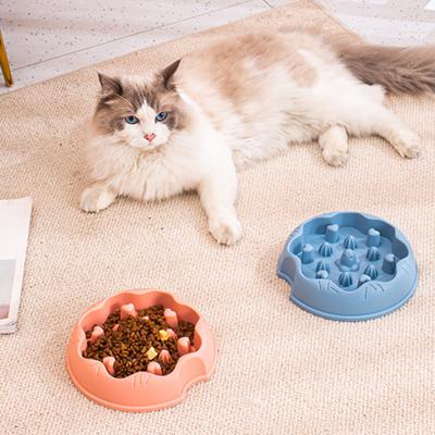 Pet Bowl Cute Cartoon Shape Slow Food Feeder Bite-resistant Cat Feeding Bowl for Prevent Choking Promote Digestion