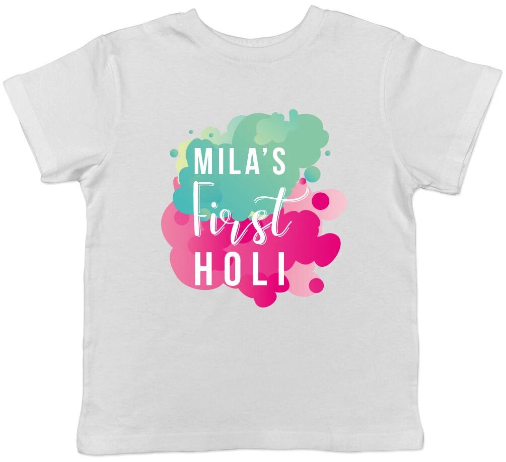 Personalised First Holi Festival of Colours Childrens Kids T-Shirt Girls Boys 160