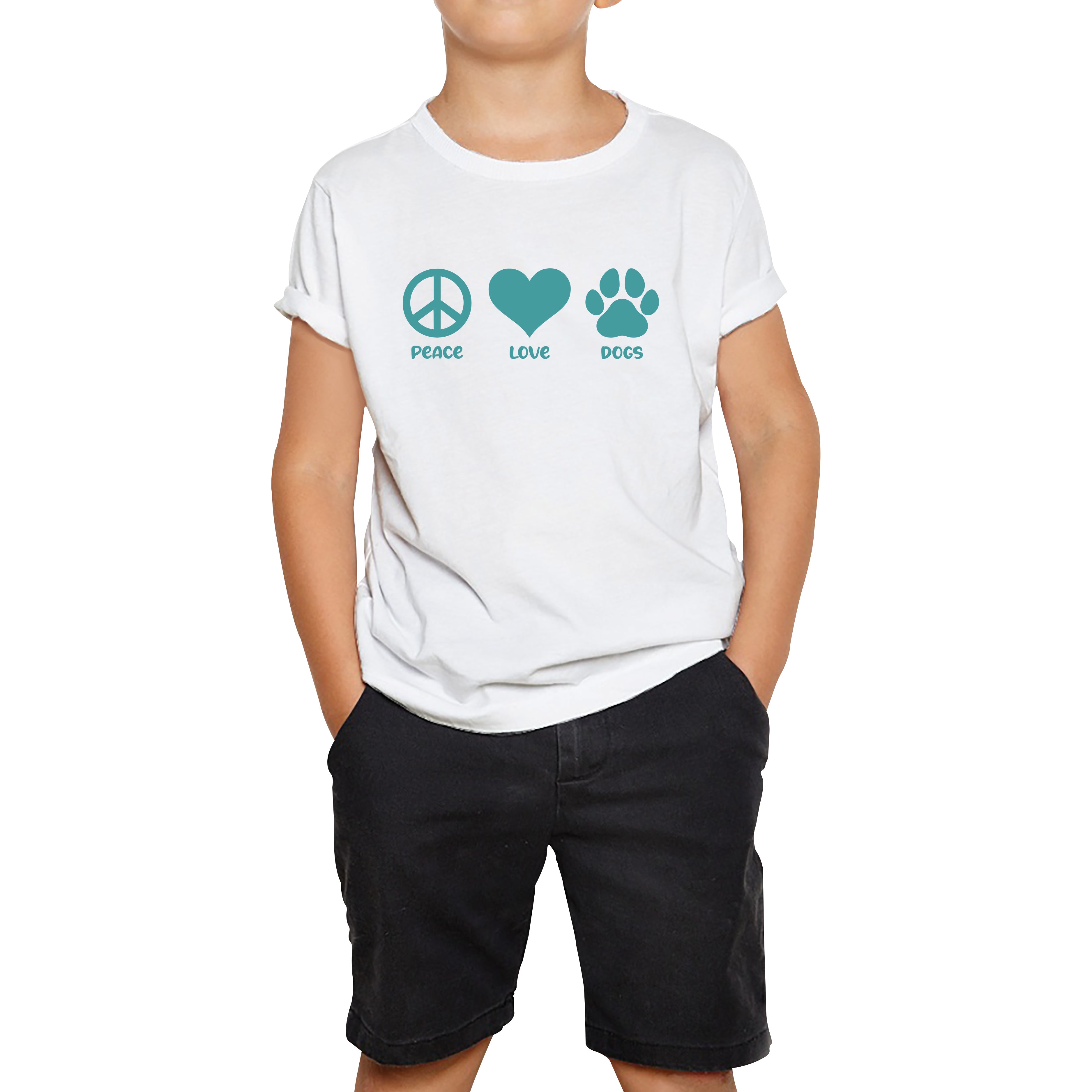 Peace Love Dogs Dog Paws Funny Dog Lovers Animal Pet Peace Logo Kids Tee 100