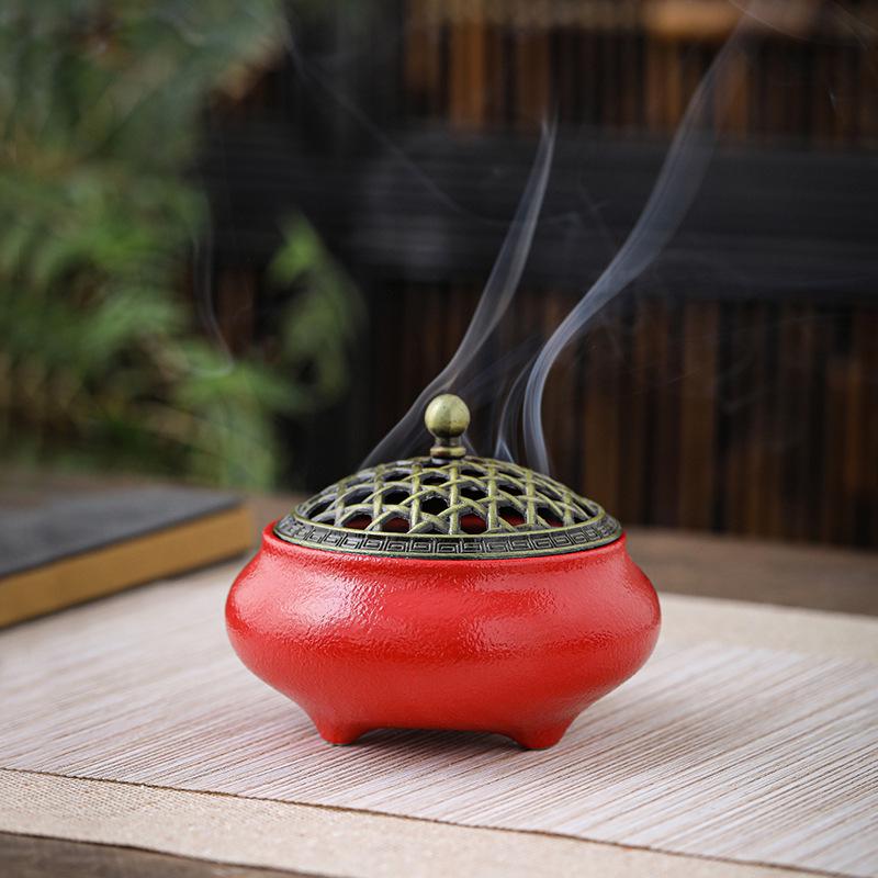 Celadon Ceramic Incense Burner - Antique Style, Small Size, Ice Crack Kiln, Sandalwood Incense Holder.