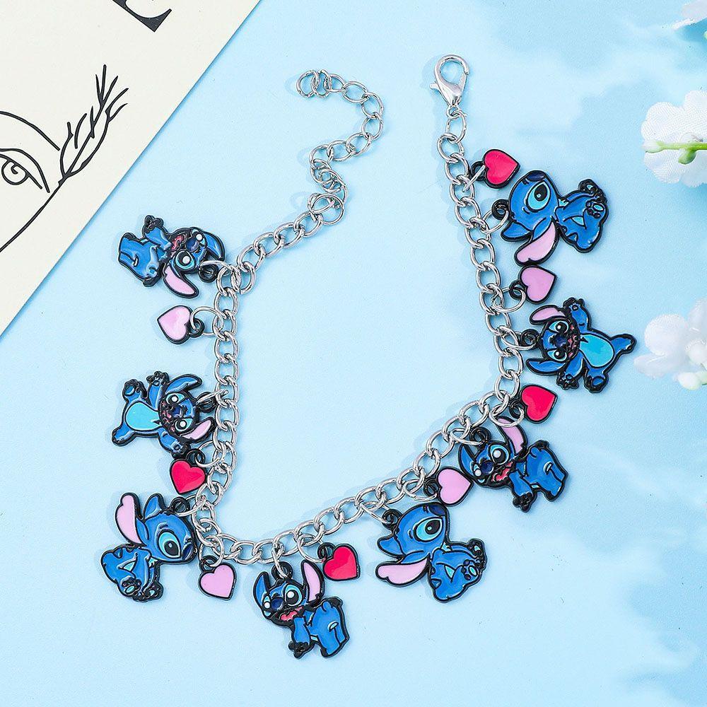 Stitch Couple Style Bracelet, Cute Cartoon Oil Dripping Pendant, Dating Wear Trendy Personalized Fashion Jewelry for Partners