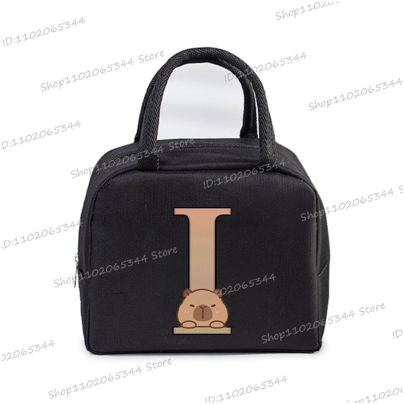 1Pc Cartoon Capybara Alphabet Portable Lunch Bag Women Men Portable Food Insulation Package Funny Capybara Letter Kid Lunch Bags