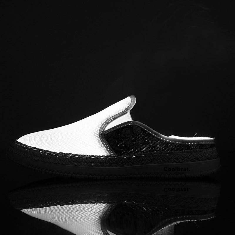 Men Casual Sport Shoes Light Sneakers Outdoor Breathable Mesh Black Running Shoes Athletic Jogging Tennis Shoes Half Slippers