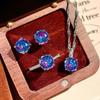 Octagonal Millennium Rose Cut Paraiba Necklace Pendant with High Carbon Diamond Colorful Diamond Stud Earrings Yellow Diamond Ring Female