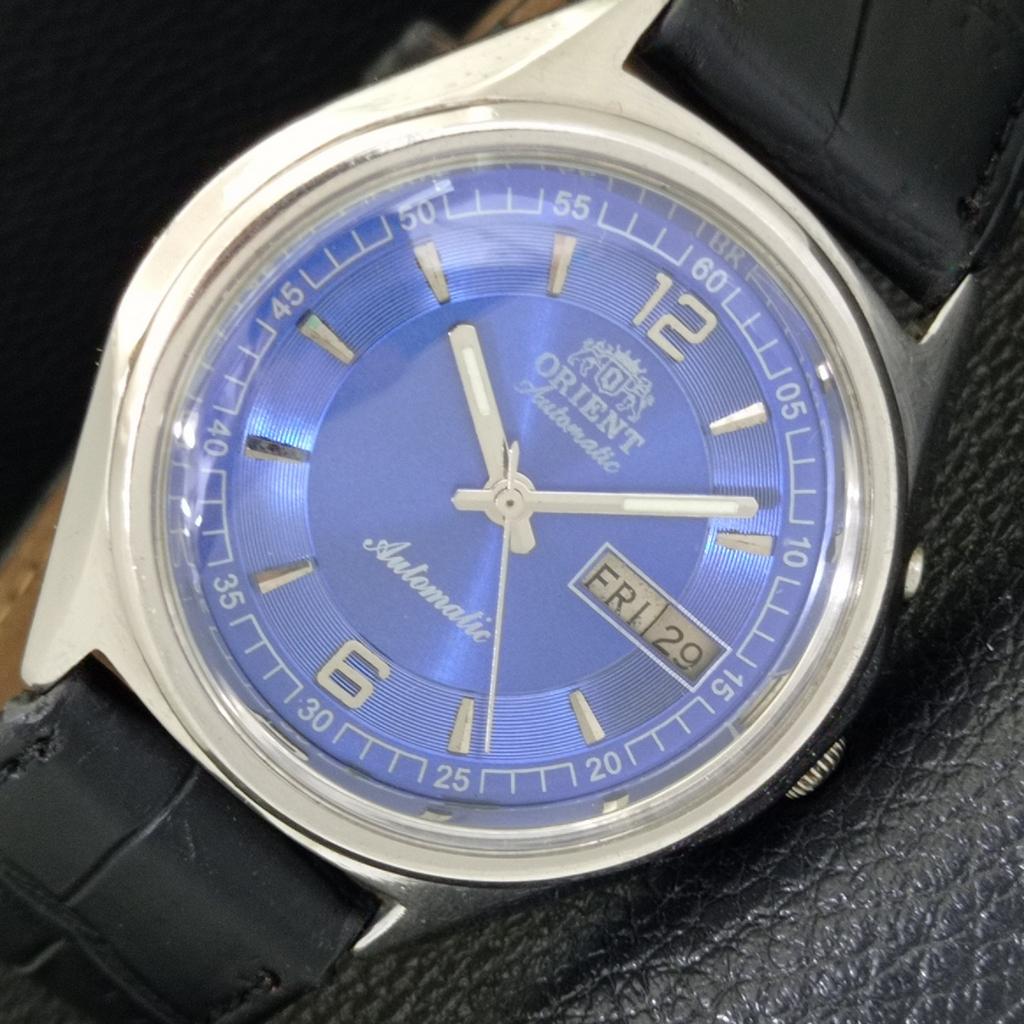 VINTAGE ORIENT AUTOMATIC 46961 JAPAN MENS BLUE COLOR DIAL WATCH A700628-5 R204-a700628