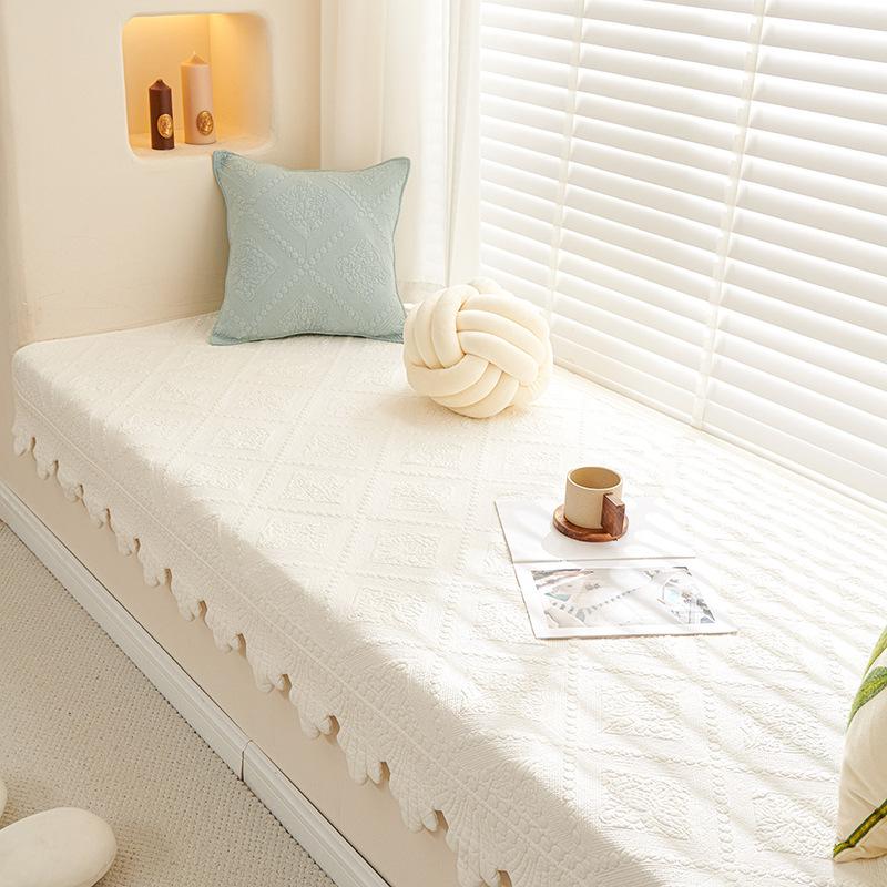 French Retro Pure Cotton Fabric Bay Window Mat Bedroom Balcony Window Sill Card Seat Non-Slip Mat Tatami Mat Sofa Cushion