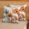 18*18 inch spring linen green plant purple flower pillowcase 2-piece suitable for sofa bedroom outdoor Brown-green
