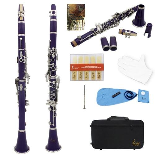 OXIZER Bb Clarinet Beginner Set, 17 Keys, ABS Resin, Pearl White Tuned, Nickel-Plated, Club-Friendly, Includes Reeds, Strap, and Hard Case, Pitch-Stab