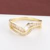 Elegant V-Shaped Wavy Zircon Ring - Simple, Versatile Women's Pure Copper Jewelry