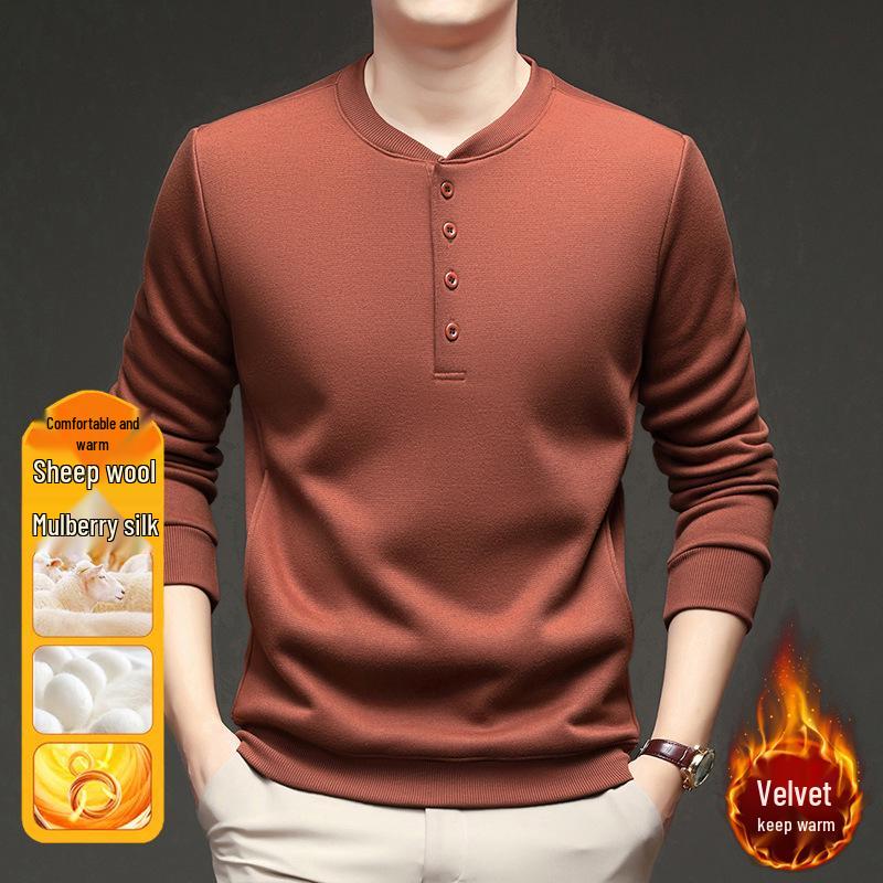 Men's Winter Fleece-Lined Long-Sleeve Casual Sweatshirt