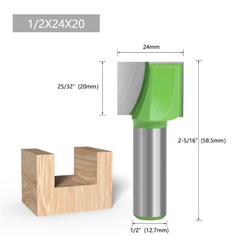 Langlebigkeit Stahlspitzen-Bodenreinigungsfräser für effiziente Holzbearbeitungsaufgaben mit 1/2-Zoll-Schaft und grünen Oberflächen