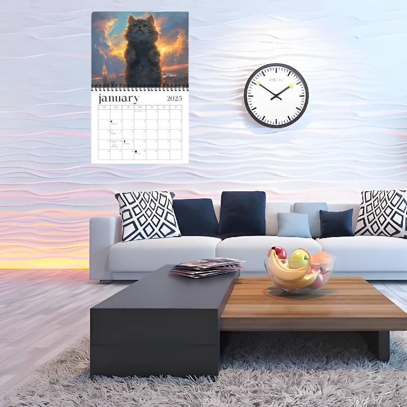 Cosmic 2025 Cat Calendar Fashion Spiral Living Room Wall Decoration Calendar