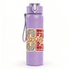 1PC Boy Mom Retro Stacked Letter Print 750ml Color Plastic Sports Water Bottle Leakproof Flip Straw Lid Suitable for Sports Office Home Use