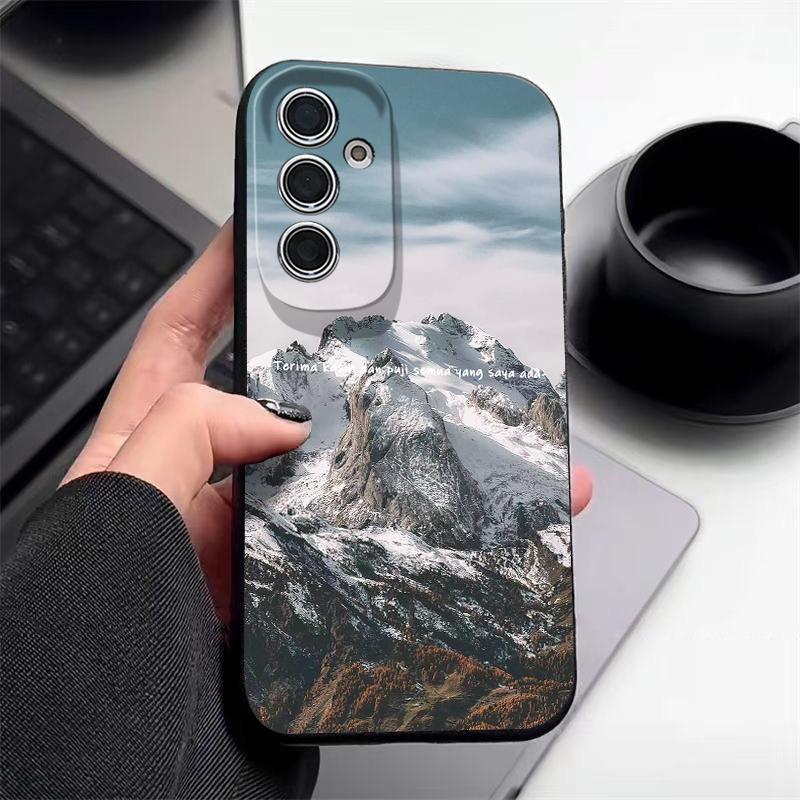 Case For Samsung Galaxy S25Edge S26 S24 S23 S22 Ultra S26 Plus S25 FE Mountain Landscape Pattern Leather Texture TPU Phone Cover