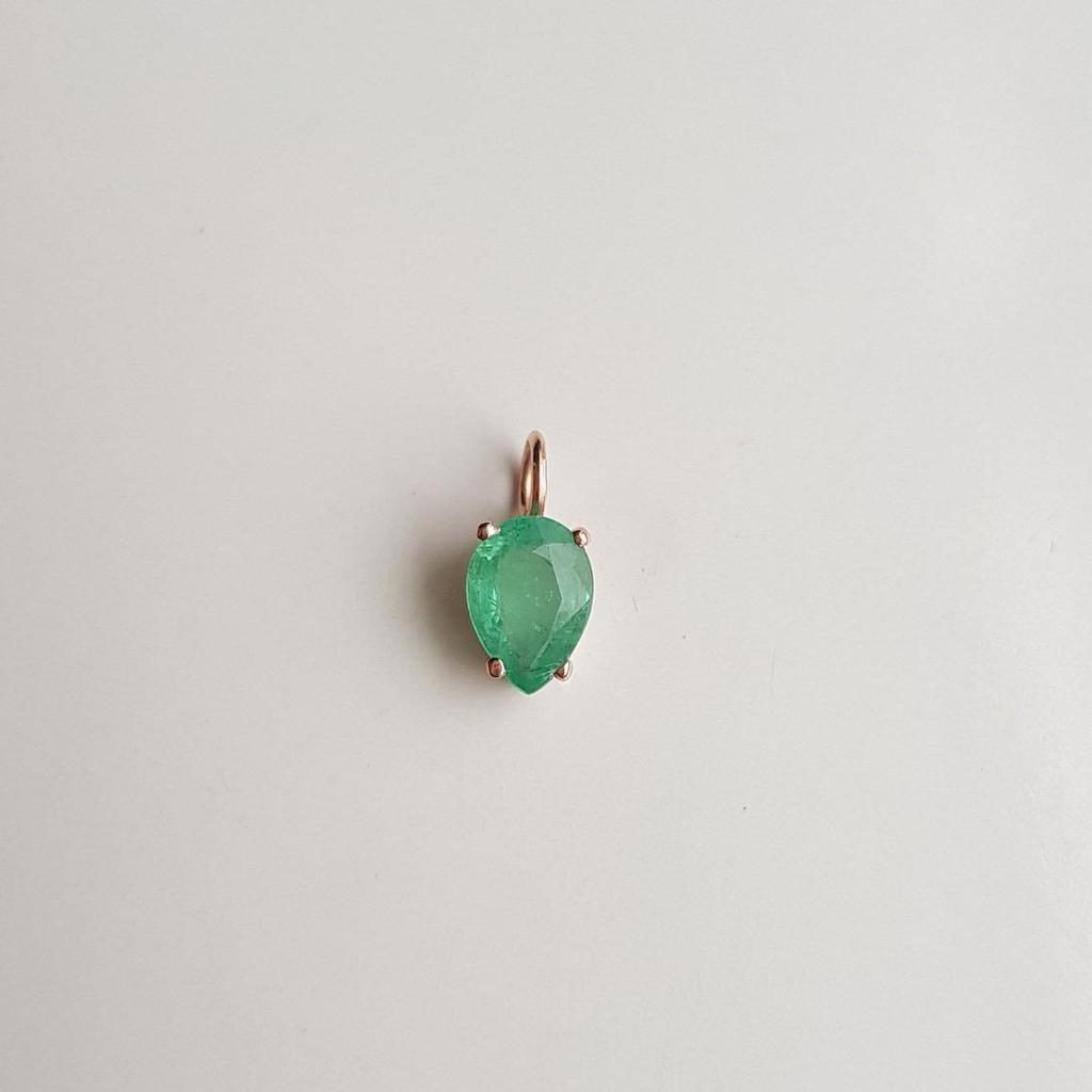 AA Zambian Emerald 14k Solid Rose Gold pendant/Pear Shape Emerald Luxury pendant/December birthstone/Gift for Her