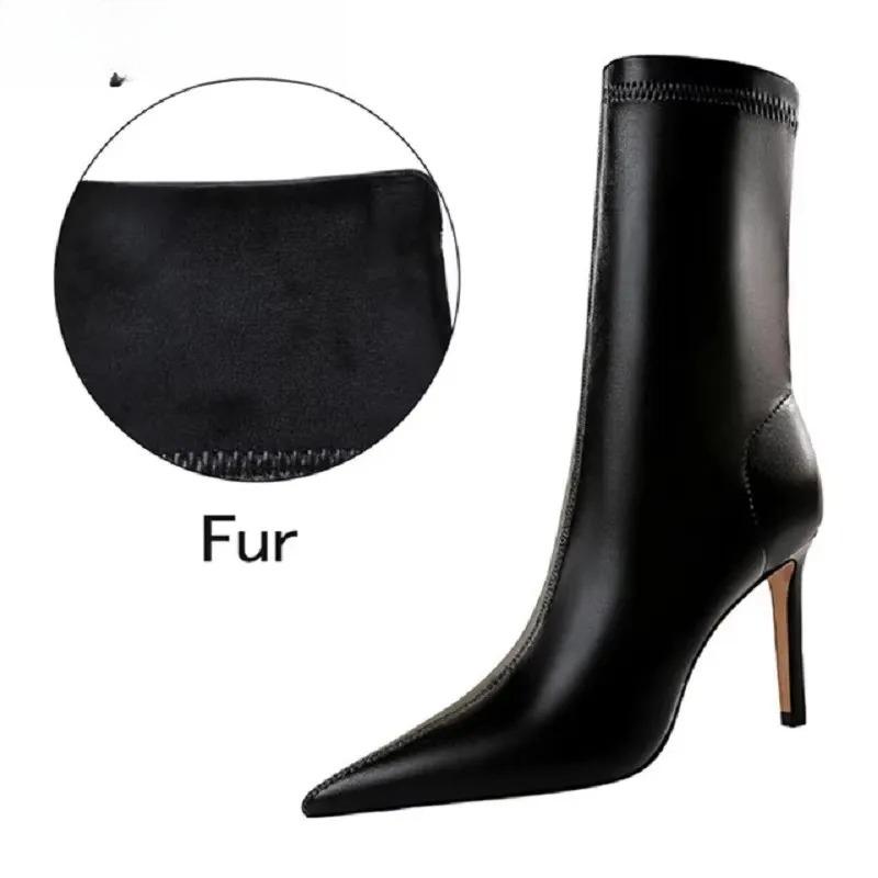 Fashion High Quality Women Ankle Boots Fashion Soft Leather Women Shoes Street Style Pointed Toe Thin Heels Ladies Boots Shoes for Women