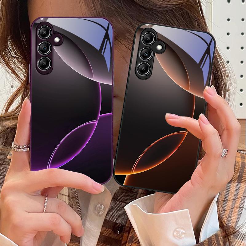 Geometric Semicircle For Samsung Galaxy A14 4G 20 30 52 20S 21S 22 A32 33 34 42 50 51 53 54 70 71 72 73 5G Glass Phone Case