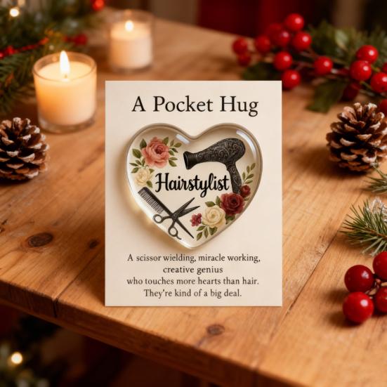 Yousheng Hairstylist Pocket Hug with Positive Card Emotional Support Heart Shaped Christmas Hair Stylist Pocket Token Encouragement Gift
