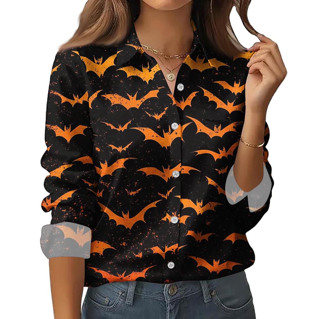 Skjorte for kvinner Bluse med knapp Langermet Uformell Basic skjortekrage Vanlig topp