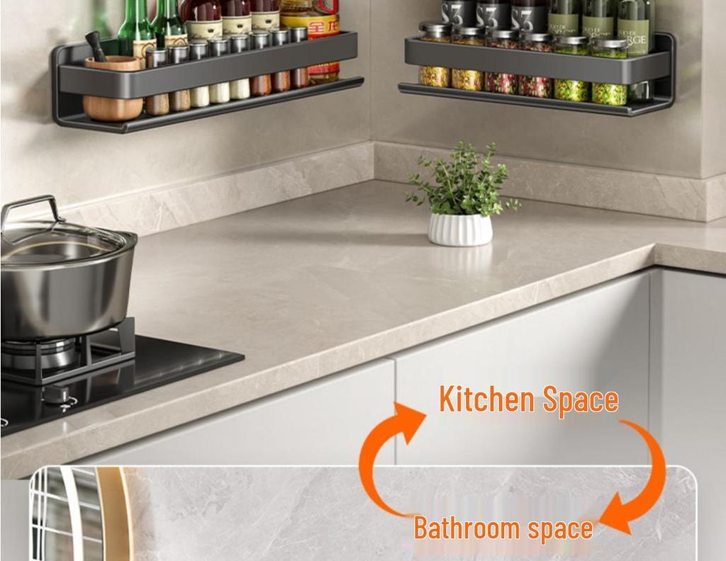 Portaspezie da Parete Color Antracite - Scaffali da Cucina Senza Foratura