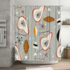 Mid-century Modern Shower Curtain with Atomic Retro Pattern Grey Geometric Design for Bathroom Decor In Orange, Black, White Mus