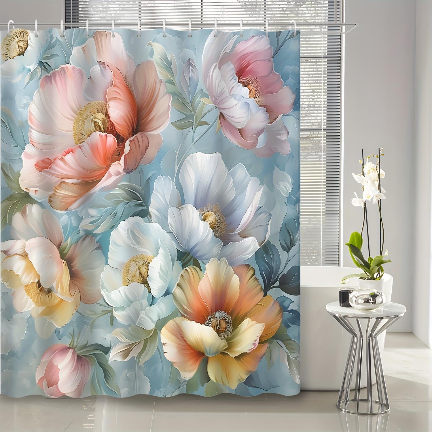 

1Pc Vintage Peony Flowers Beautiful And Elegant Floral Plant Shower Curtain, Bathroom Decoration Including Shower Curtains W60H190(CM)-1 Pcs