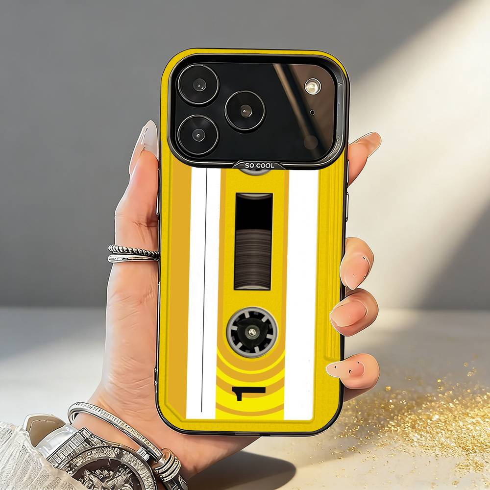 

R-Retro C-Cassette t-tape Phone Case For iPhone17,16,15,14,13,12,11,Pro,MAX Gray Matte Silicone Black Cover iPhone11PROMAX