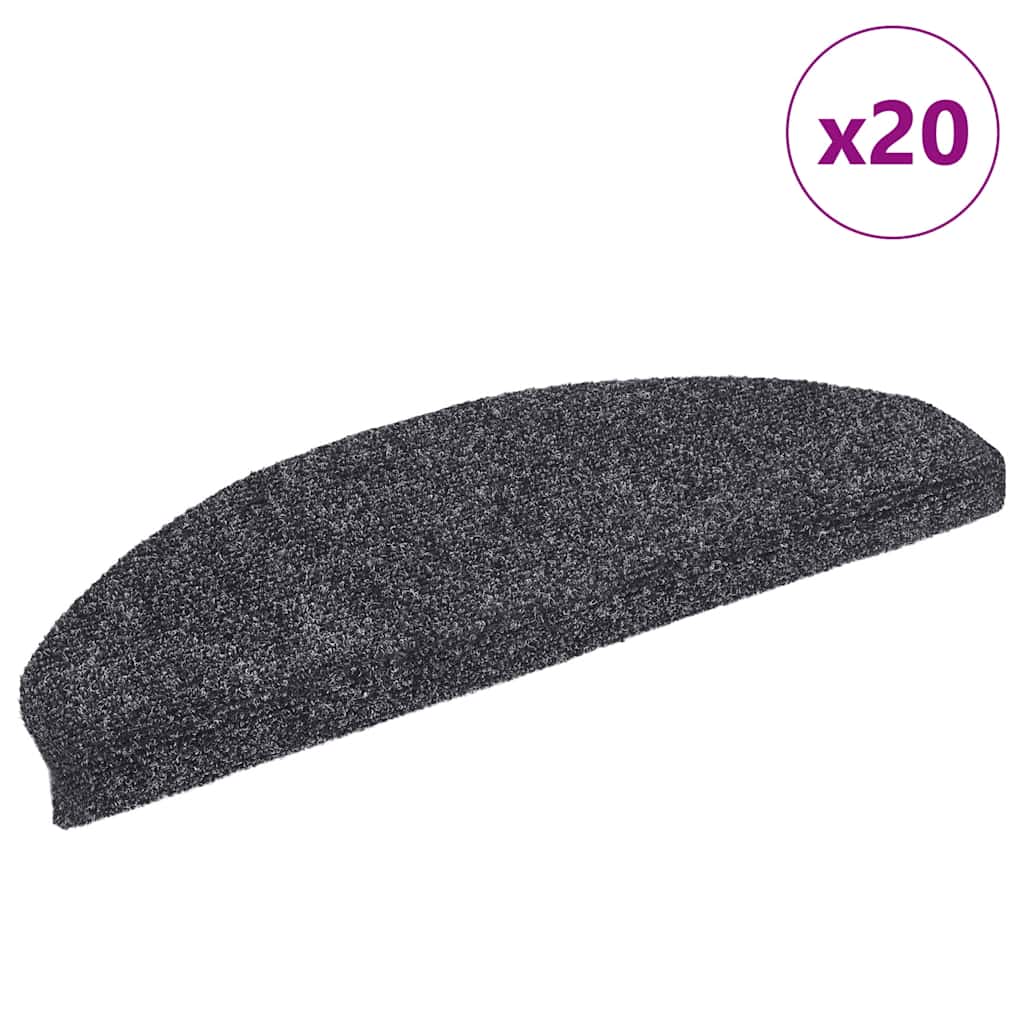 Self-Adhesive Stair Mats 20 Pcs. Dark Grey 65X21X4 Cm