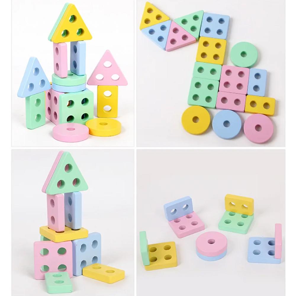 Montessori Wooden Sorting and Stacking Toys Educational Learning Preschool Color Recognition Shape Sorter Puzzles for Kids Gifts