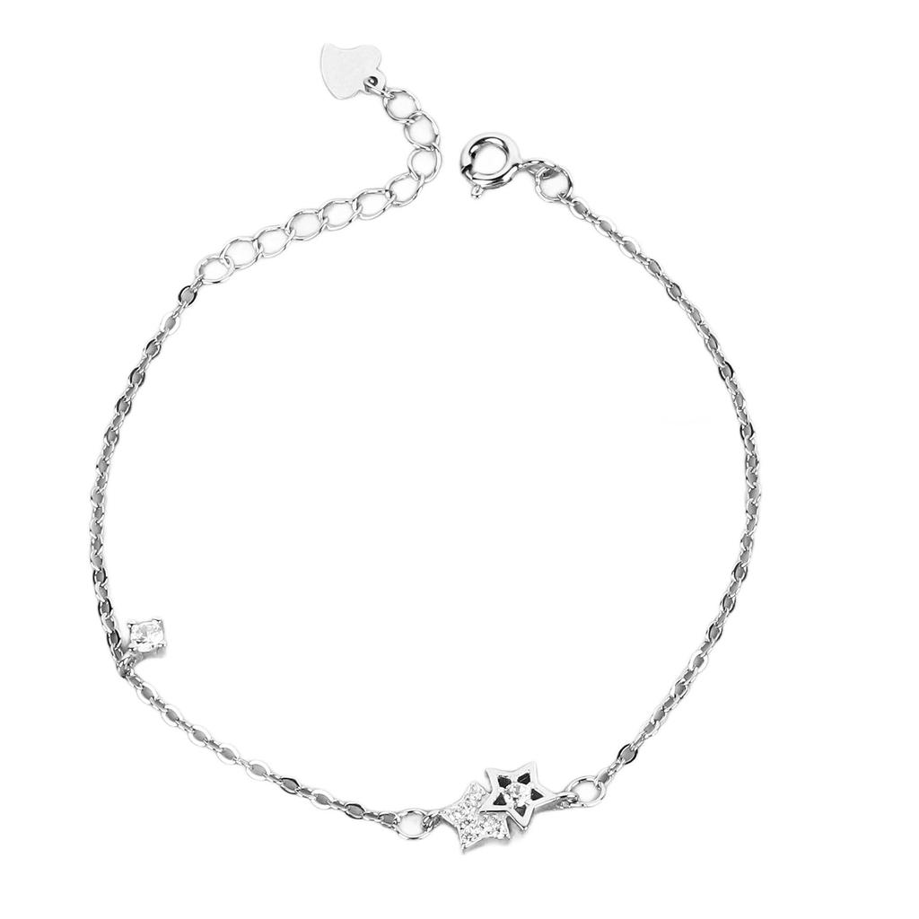 Women Bracelet 925 Silver Star Design Simple Style Accessory Present for Friends Family