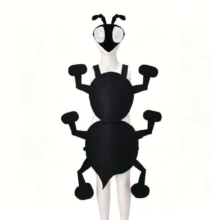 Black Costume Set, Mask Included,Ant Cosplay Outfit for Kids and Youth, for Halloween Parties and School Shows