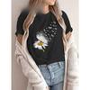 European sizes Printed Short-Sleeve T-Shirt Keywords: Unique Daisy & Dragonfly