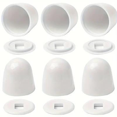 6pcs Toilet Bolt Caps, Round Plastic Push-On Toilet Bowl Bolt Caps Covers, With Extra Washers Easy Installation