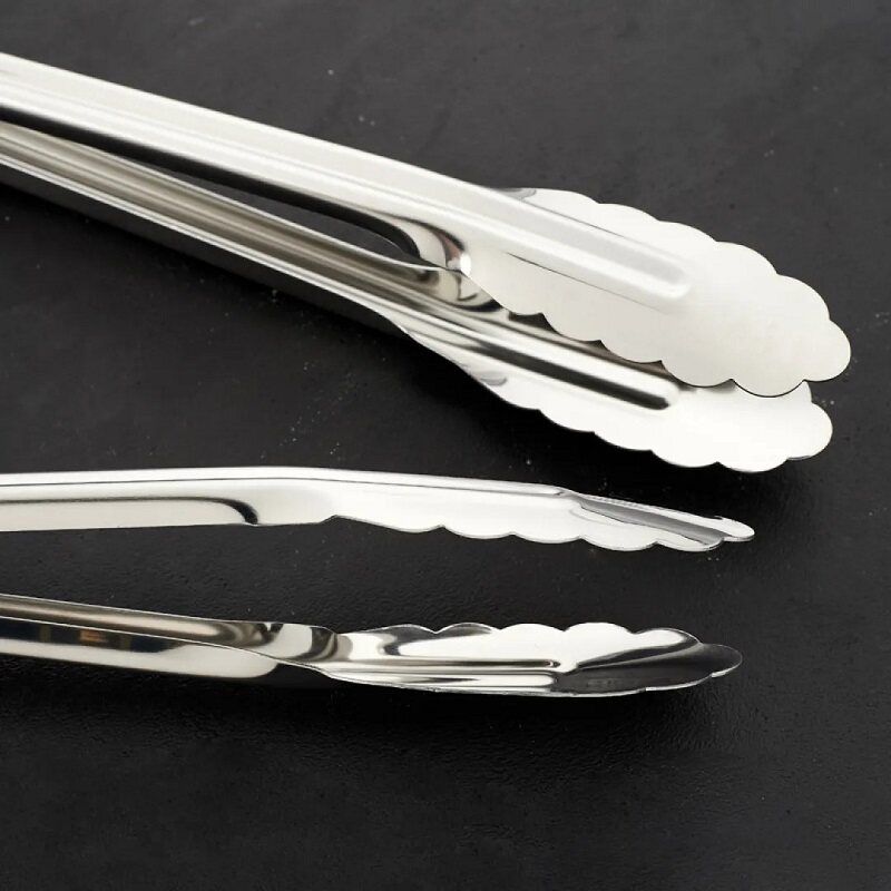 Thickened Stainless Steel Tongs, Bread Tongs, Barbecue Tongs, Rubber-Handled Hanging Food Tongs, 10-12- 14-16inch Plum Blossom Tongs