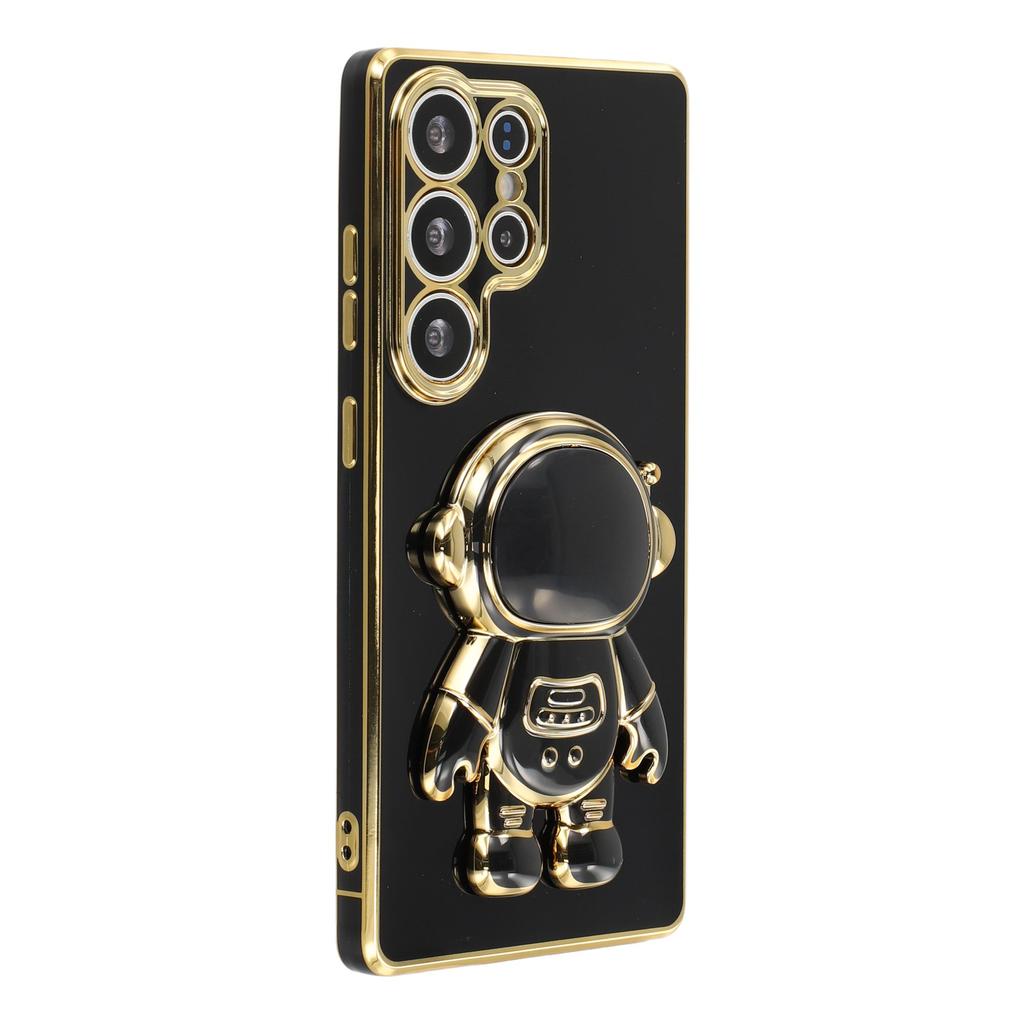For Samsung Galaxy S24 Ultra Case Electroplating Soft TPU Phone Cover with Astronaut Hidden Kickstand