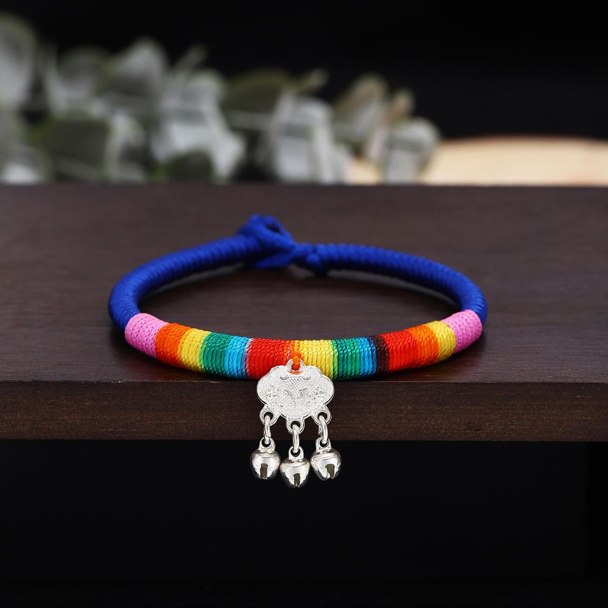 

Tibetan Patchwork Rope Longevity Bell Bracelet
