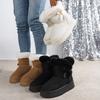 Bowtie Faux Suede Ankle Boots Women Warm Fur Thicken Plush Cotton Padded Snow Boots Thick Sole Chunky Platform Casual Shoes