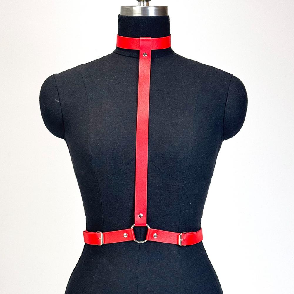 Damen Mode Gürtel Street Style PU Leder Harness Gürtel Korsett Dekorative Punk Leder Taillenband Gothic Bekleidung Accessoires black