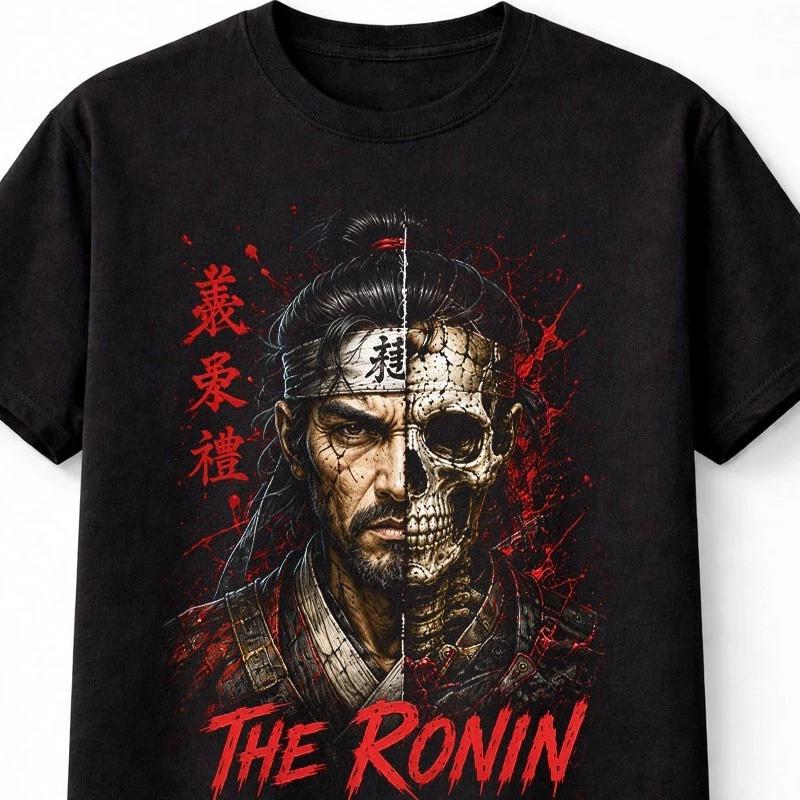 The Ronin Skeleton Warrior Japanese Bushido Skull Art Unisex TShirt S