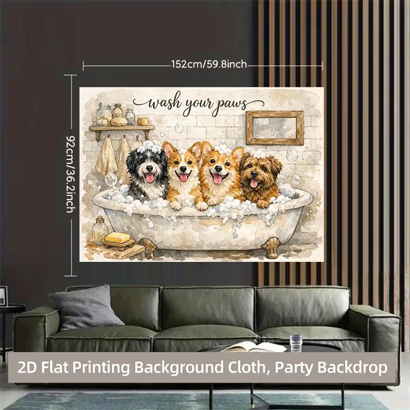 

2D Funny Dog Bath Backdrop for Bathroom, Home Decor & Pet Party 47.2x31.5inch/120*80cm
