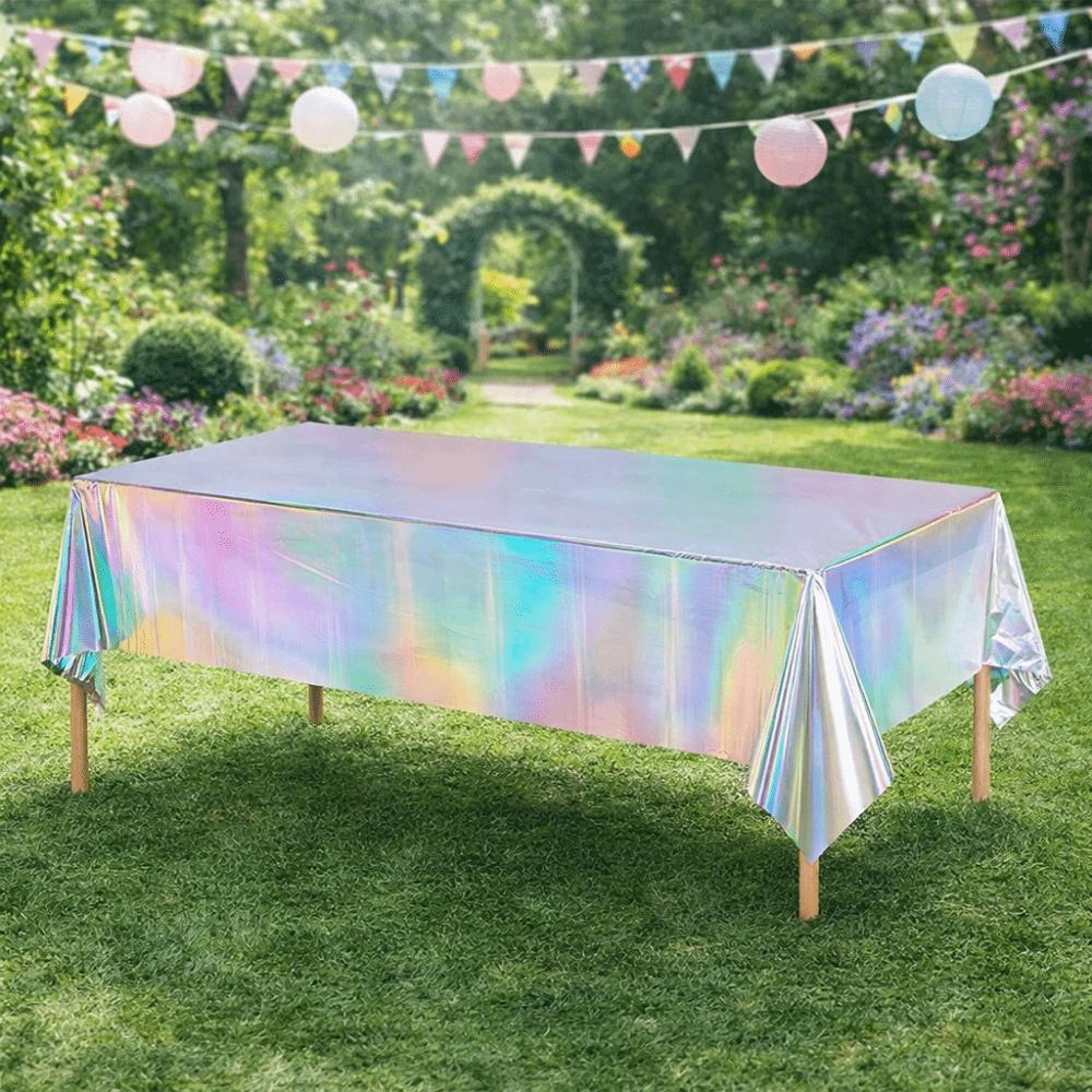 5PCS Rectangular Laser Disposable Tablecloth Shiny Iridescent Tablecloth Party Table Cover  Wedding