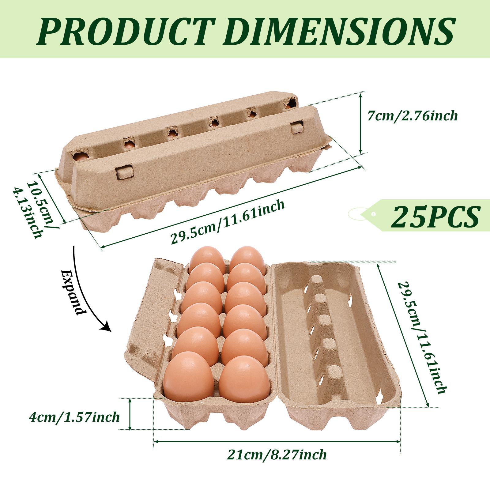 

25Pcs 12-Slots Paper Egg Carton Reusable Egg Storage Box with Secure Latch Stackable Cardboard Egg Containers for Farm Market