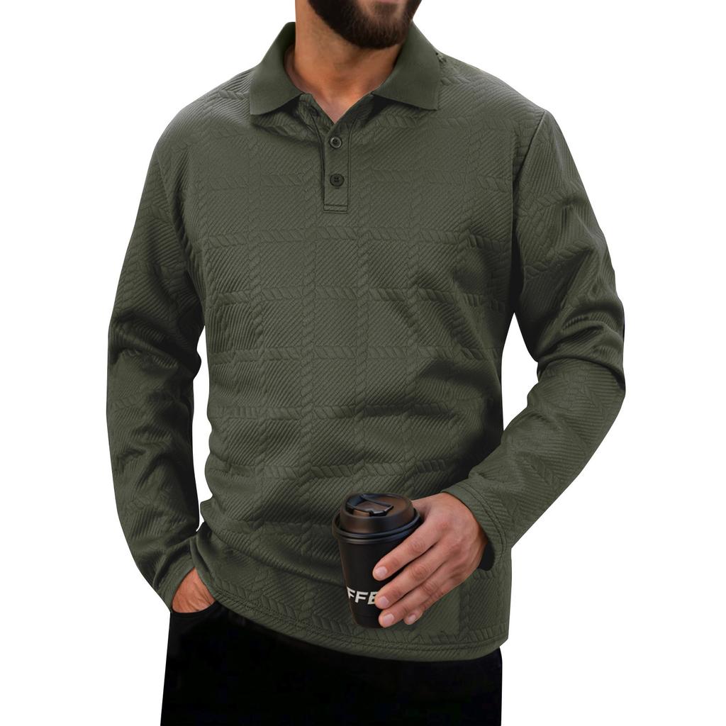 Men's Solid Color Sports Button Lapel Long Sleeve Tops Men's Casual Fashion Long Sleeve Tops