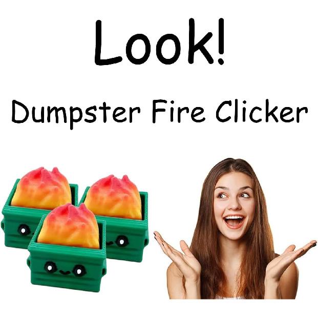 Funny Dumpster Fire Stress-Relief Clicker Fidget, Anxiety Relief Gift, Mini Fidget Toy Office Desk Accessories Decor