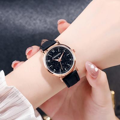 Fashion Quartz Analog Watches for Women Leather Strap Starry Sky Watch Casual Business Watch