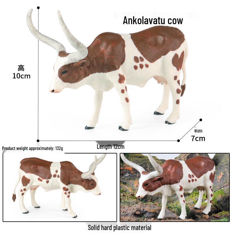 Children's Cognitive Animal Model Toy: Yellow Cow, Buffalo, Rhinoceros, Zebu, Bison, Bull Figurine.