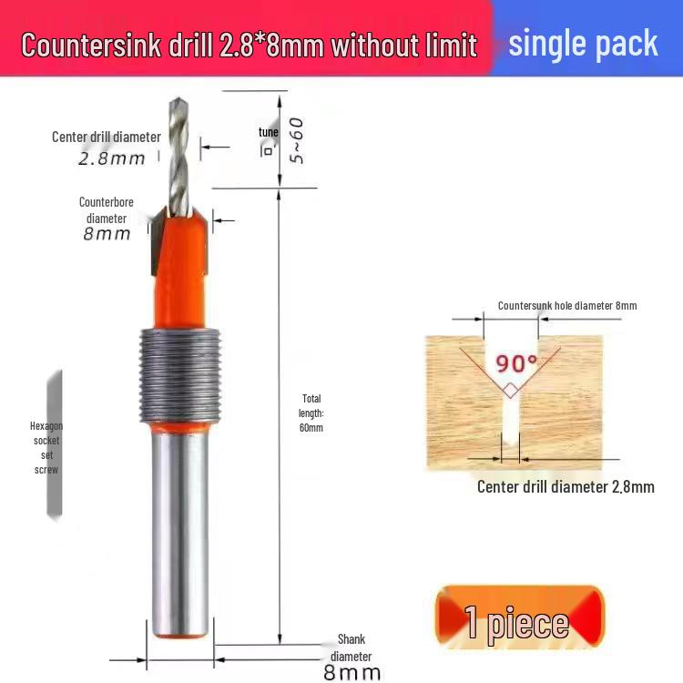 Alloy Head Countersink Drill Bit for Woodworking and Screw Installation